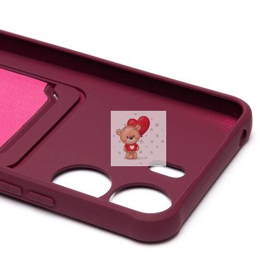 Чехол-накладка для Xiaomi Poco C65 (бордовый) - SC304 с картхолдером