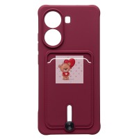 Чехол-накладка для Xiaomi Poco X7 Pro (бордовый) - SC304 с картхолдером