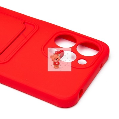Чехол-накладка для Xiaomi Redmi 12 (красный) - SC304 с картхолдером