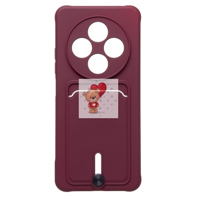 Чехол-накладка для Xiaomi Redmi 14C 4G (бордовый) - SC304 с картхолдером