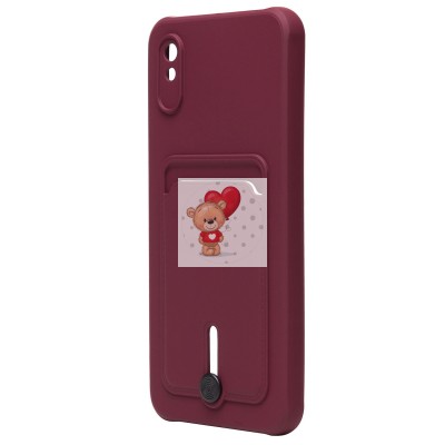 Чехол-накладка для Xiaomi Redmi 9A (бордовый) - SC304 с картхолдером Чехол-накладка для Xiaomi Redmi 9A (бордовый) - SC304 с картхолдером