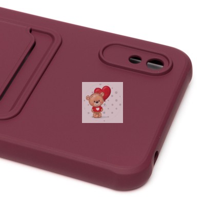 Чехол-накладка для Xiaomi Redmi 9A (бордовый) - SC304 с картхолдером Чехол-накладка для Xiaomi Redmi 9A (бордовый) - SC304 с картхолдером