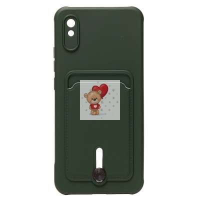 Чехол-накладка для Xiaomi Redmi 9i (темно-зеленый) - SC304 с картхолдером