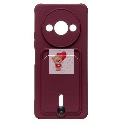 Чехол-накладка для Xiaomi Redmi A3 (бордовый) - SC304 с картхолдером Чехол-накладка для Xiaomi Redmi A3 (бордовый) - SC304 с картхолдером