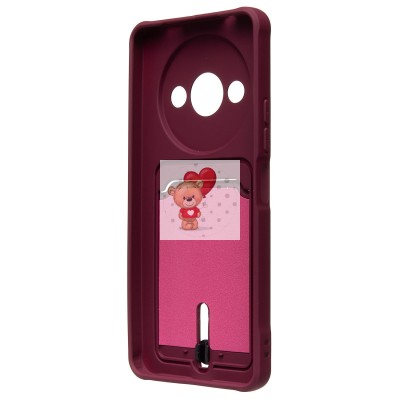 Чехол-накладка для Xiaomi Redmi A3 (бордовый) - SC304 с картхолдером