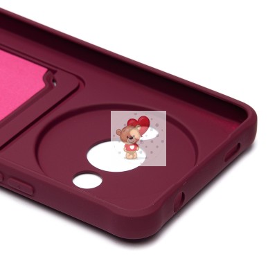 Чехол-накладка для Xiaomi Redmi A3 (бордовый) - SC304 с картхолдером