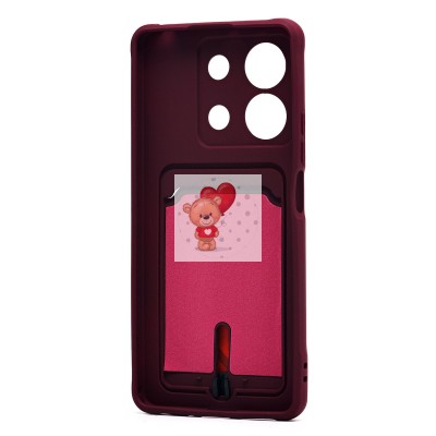 Чехол-накладка для Xiaomi Redmi Note 13 5G Global (бордовый) - SC304 с картхолдером