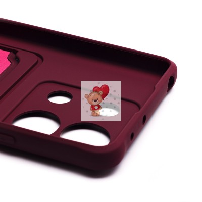 Чехол-накладка для Xiaomi Redmi Note 13 5G Global (бордовый) - SC304 с картхолдером