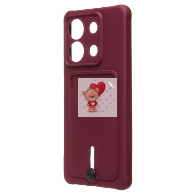 Чехол-накладка для Xiaomi Redmi Note 13 5G Global (бордовый) - SC304 с картхолдером