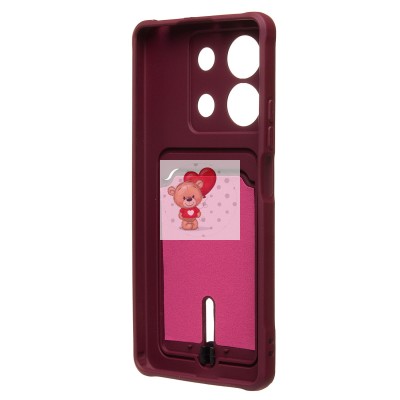 Чехол-накладка для Xiaomi Redmi Note 13 5G Global (бордовый) - SC304 с картхолдером