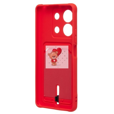 Чехол-накладка для Xiaomi Redmi Note 13 5G Global (красный) - SC304 с картхолдером