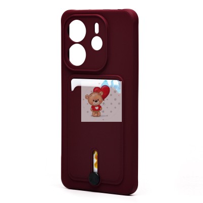 Чехол-накладка для Xiaomi Redmi Note 14 4G (бордовый) - SC304 с картхолдером