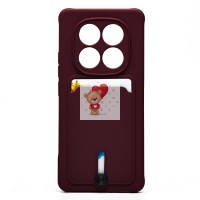 Чехол-накладка для Xiaomi Redmi Note 14 Pro 5G Global (бордовый) - SC304 с картхолдером