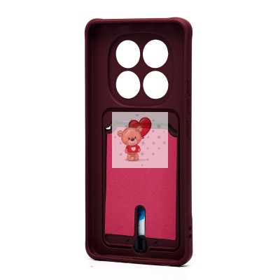 Чехол-накладка для Xiaomi Redmi Note 14 Pro 5G Global (бордовый) - SC304 с картхолдером