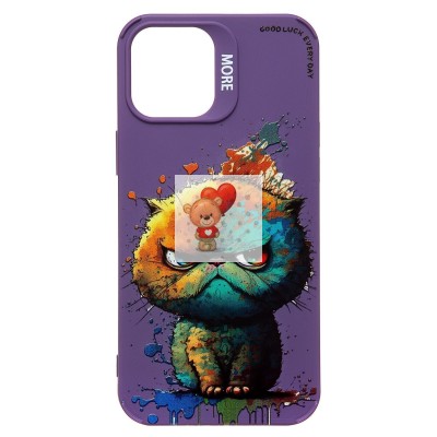 Чехол-накладка для Apple iPhone 12 Pro Max (кот) (фиолетовый) - SC335 Чехол-накладка для Apple iPhone 12 Pro Max (кот) (фиолетовый) - SC335