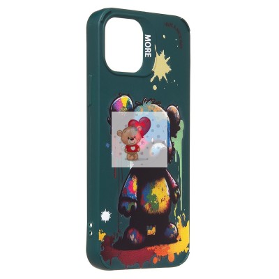 Чехол-накладка для Apple iPhone 12 (медведь) (темно-зеленый) - SC335