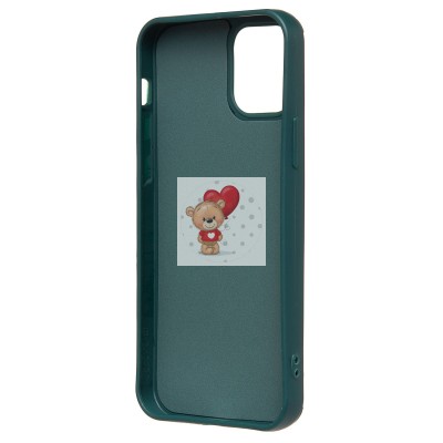 Чехол-накладка для Apple iPhone 12 (медведь) (темно-зеленый) - SC335