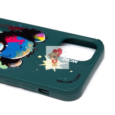 Чехол-накладка для Apple iPhone 12 (медведь) (темно-зеленый) - SC335