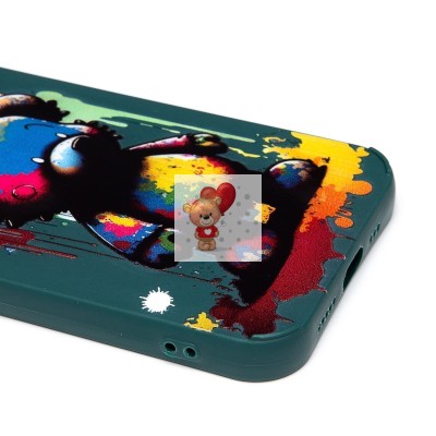 Чехол-накладка для Apple iPhone 12 (медведь) (темно-зеленый) - SC335