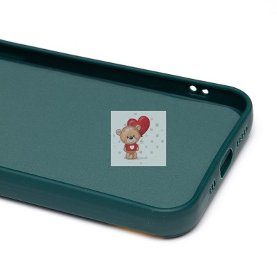 Чехол-накладка для Apple iPhone 12 (медведь) (темно-зеленый) - SC335