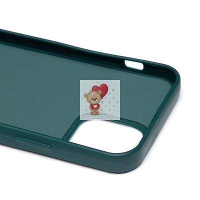 Чехол-накладка для Apple iPhone 12 (медведь) (темно-зеленый) - SC335