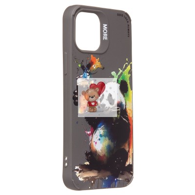 Чехол-накладка для Apple iPhone 12 (панда) (серый) - SC335