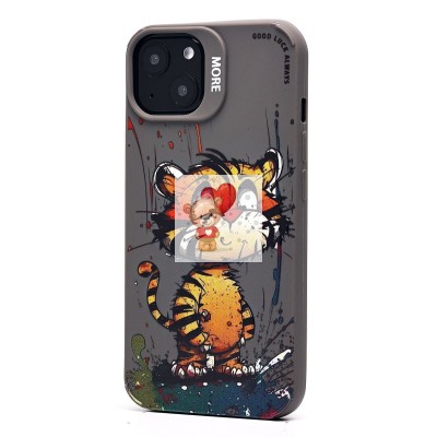 Чехол-накладка для Apple iPhone 13 (тигр) (серый) - SC335