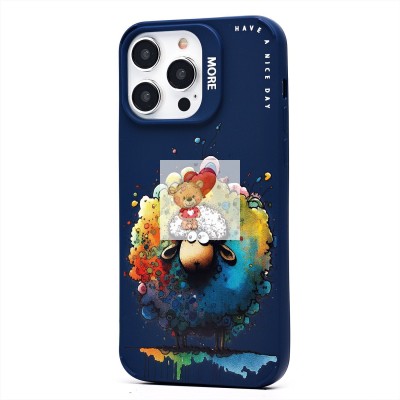 Чехол-накладка для Apple iPhone 14 Pro Max (овечка) (темно-синий) - SC335
