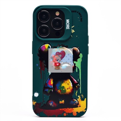 Чехол-накладка для Apple iPhone 14 Pro (медведь) (темно-зеленый) - SC335