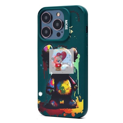 Чехол-накладка для Apple iPhone 14 Pro (медведь) (темно-зеленый) - SC335