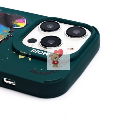 Чехол-накладка для Apple iPhone 14 Pro (медведь) (темно-зеленый) - SC335