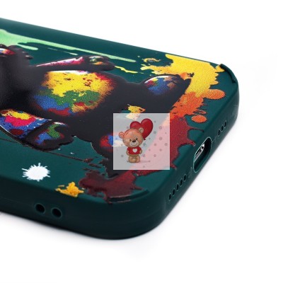 Чехол-накладка для Apple iPhone 14 Pro (медведь) (темно-зеленый) - SC335