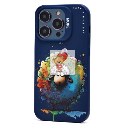 Чехол-накладка для Apple iPhone 14 Pro (овечка) (темно-синий) - SC335