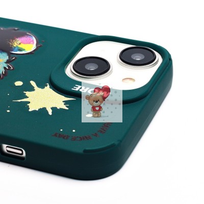 Чехол-накладка для Apple iPhone 14 (медведь) (темно-зеленый) - SC335