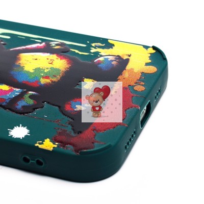 Чехол-накладка для Apple iPhone 14 (медведь) (темно-зеленый) - SC335