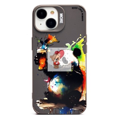 Чехол-накладка для Apple iPhone 14 (панда) (серый) - SC335