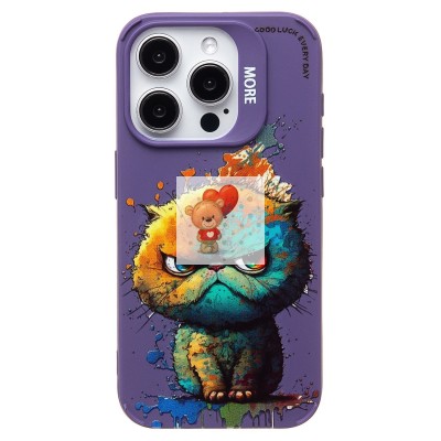 Чехол-накладка для Apple iPhone 15 Pro (кот) (фиолетовый) - SC335