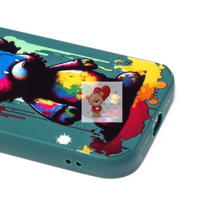 Чехол-накладка для Apple iPhone 15 Pro (медведь) (темно-зеленый) - SC335