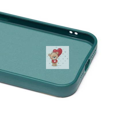 Чехол-накладка для Apple iPhone 15 Pro (медведь) (темно-зеленый) - SC335