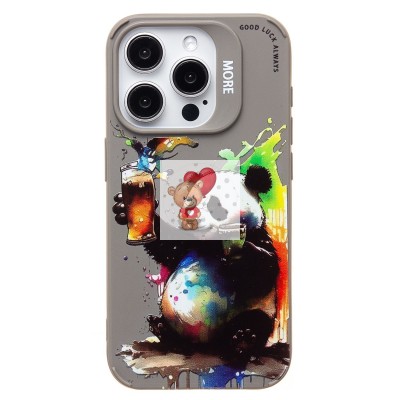 Чехол-накладка для Apple iPhone 15 Pro (панда) (серый) - SC335