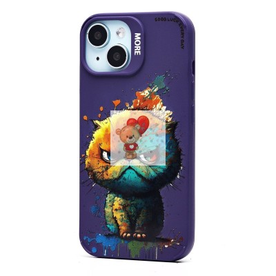 Чехол-накладка для Apple iPhone 15 (кот) (фиолетовый) - SC335