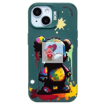 Чехол-накладка для Apple iPhone 15 (медведь) (темно-зеленый) - SC335 Чехол-накладка для Apple iPhone 15 (медведь) (темно-зеленый) - SC335