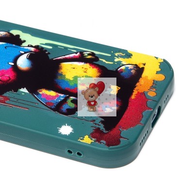 Чехол-накладка для Apple iPhone 15 (медведь) (темно-зеленый) - SC335