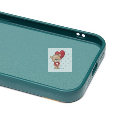 Чехол-накладка для Apple iPhone 15 (медведь) (темно-зеленый) - SC335