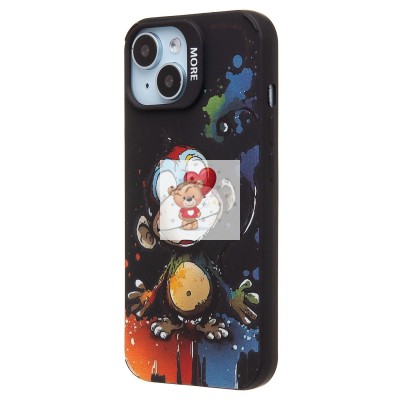 Чехол-накладка для Apple iPhone 15 (обезьяна) (черный) - SC335