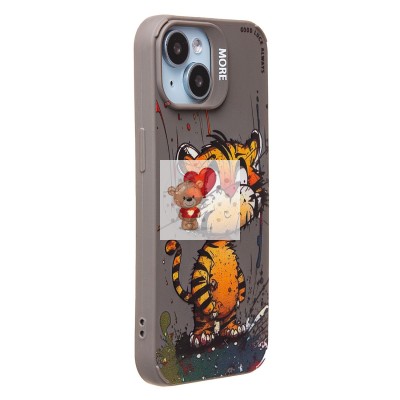 Чехол-накладка для Apple iPhone 15 (тигр) (серый) - SC335