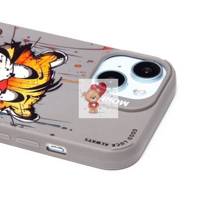 Чехол-накладка для Apple iPhone 15 (тигр) (серый) - SC335