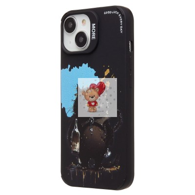 Чехол-накладка для Apple iPhone 15 (черный кот) (черный) - SC335