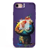 Чехол-накладка для Apple iPhone 7 (кот) (фиолетовый) - SC335