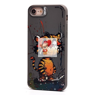 Чехол-накладка для Apple iPhone 7 (тигр) (серый) - SC335